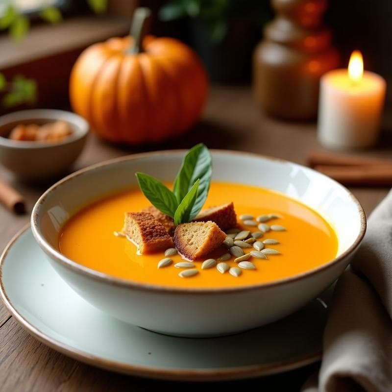 Sopa de Calabaza Butternut y Jengibre con Crutones de Centeno: Receta Otoñal Vegana