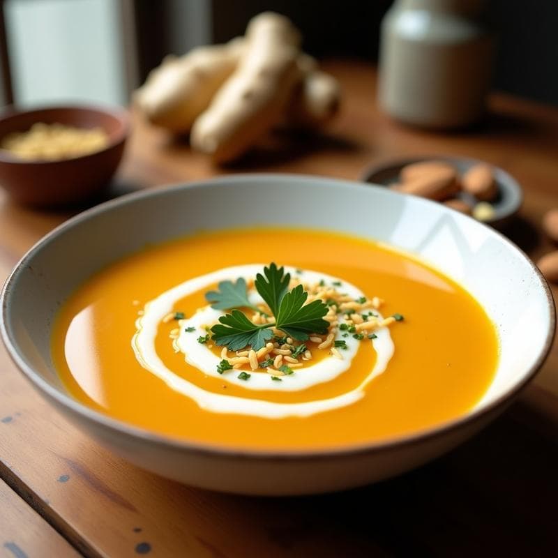 Sopa de Calabaza Butternut y Jengibre con Toque de Leche de Almendras: Receta Keto en 15 Minutos