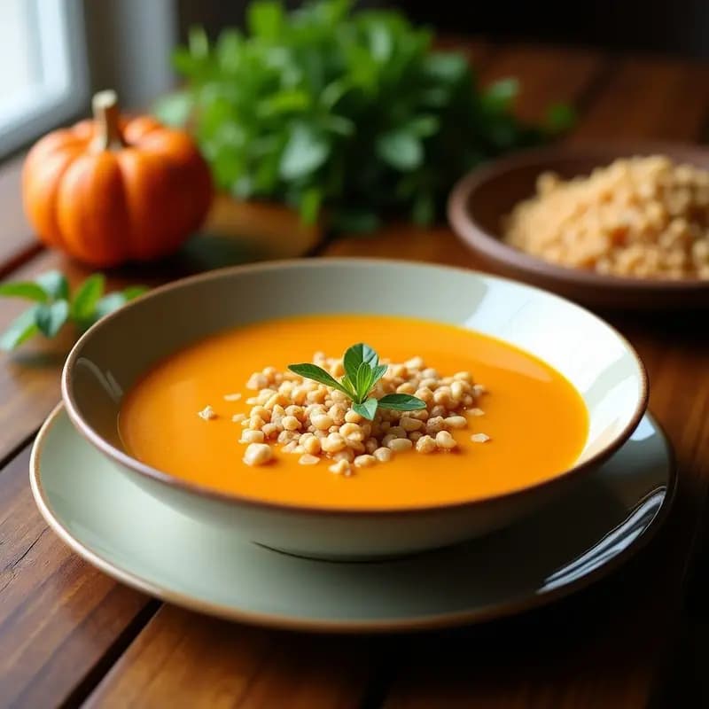 Sopa de Calabaza y Cacahuete con Crujiente de Coco: Receta Africana Keto