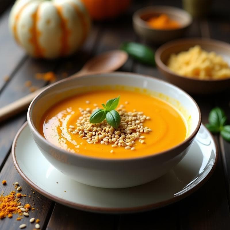 Sopa de Calabaza y Jengibre con Crumble de Semillas: Receta Keto en Olla Exprés
