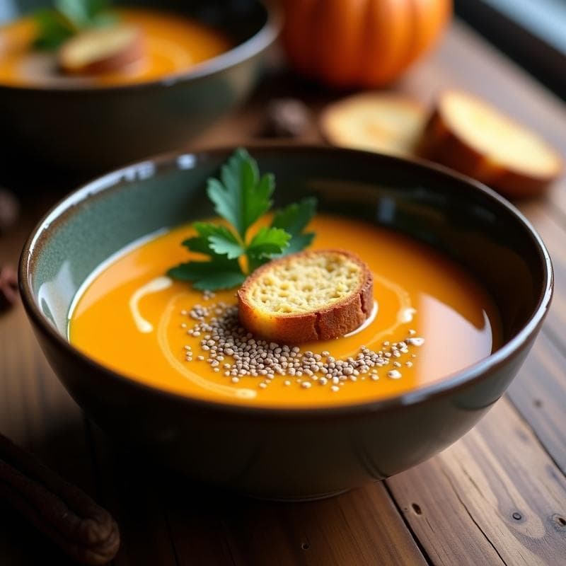 Sopa de Calabaza y Jengibre con Crutones de Pan de Centeno: Receta Alemana Antiinflamatoria