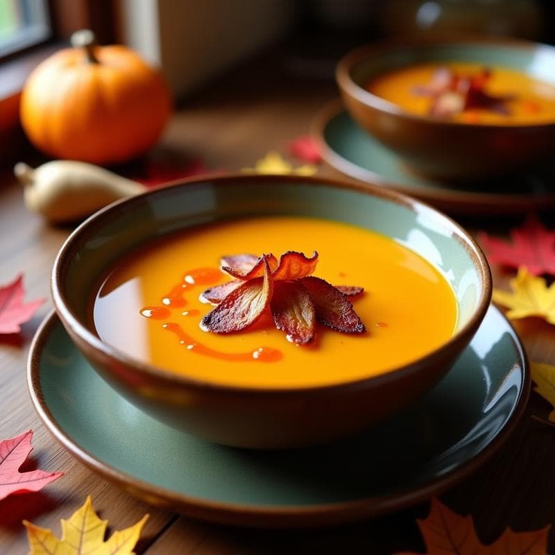 Sopa de Calabaza Butternut y Jengibre con Tocino de Tempeh: Receta de Otoño en Thermomix