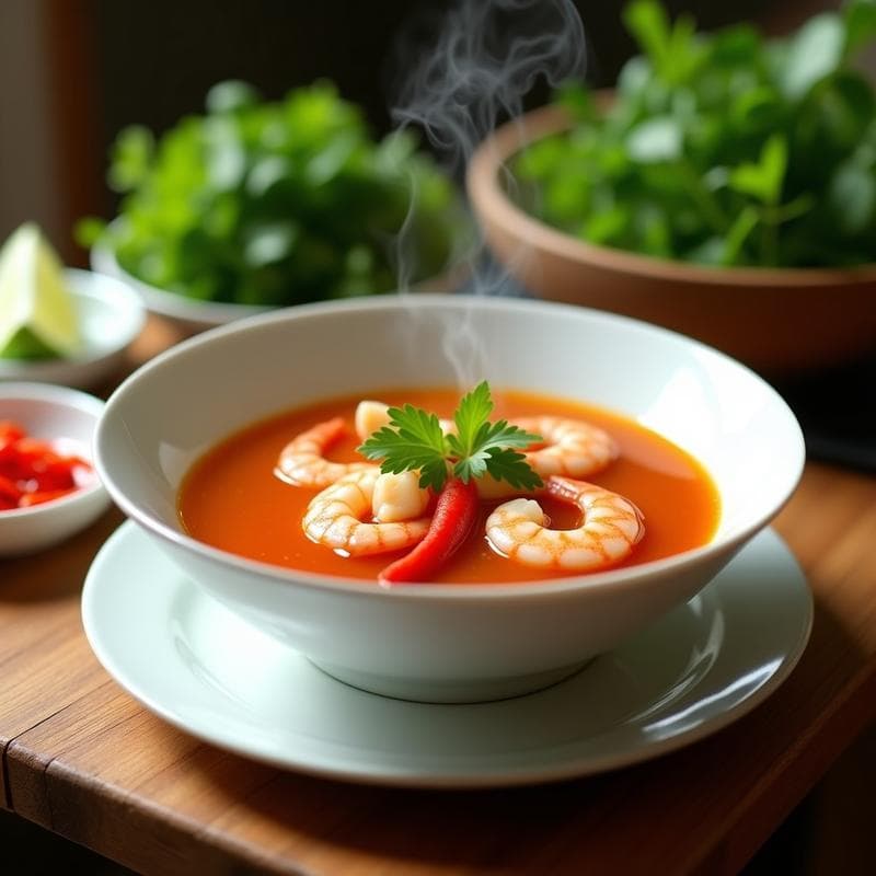 Sopa de Camarón y Tamarindo con Cilantro: Receta Viatnamita en Olla Express