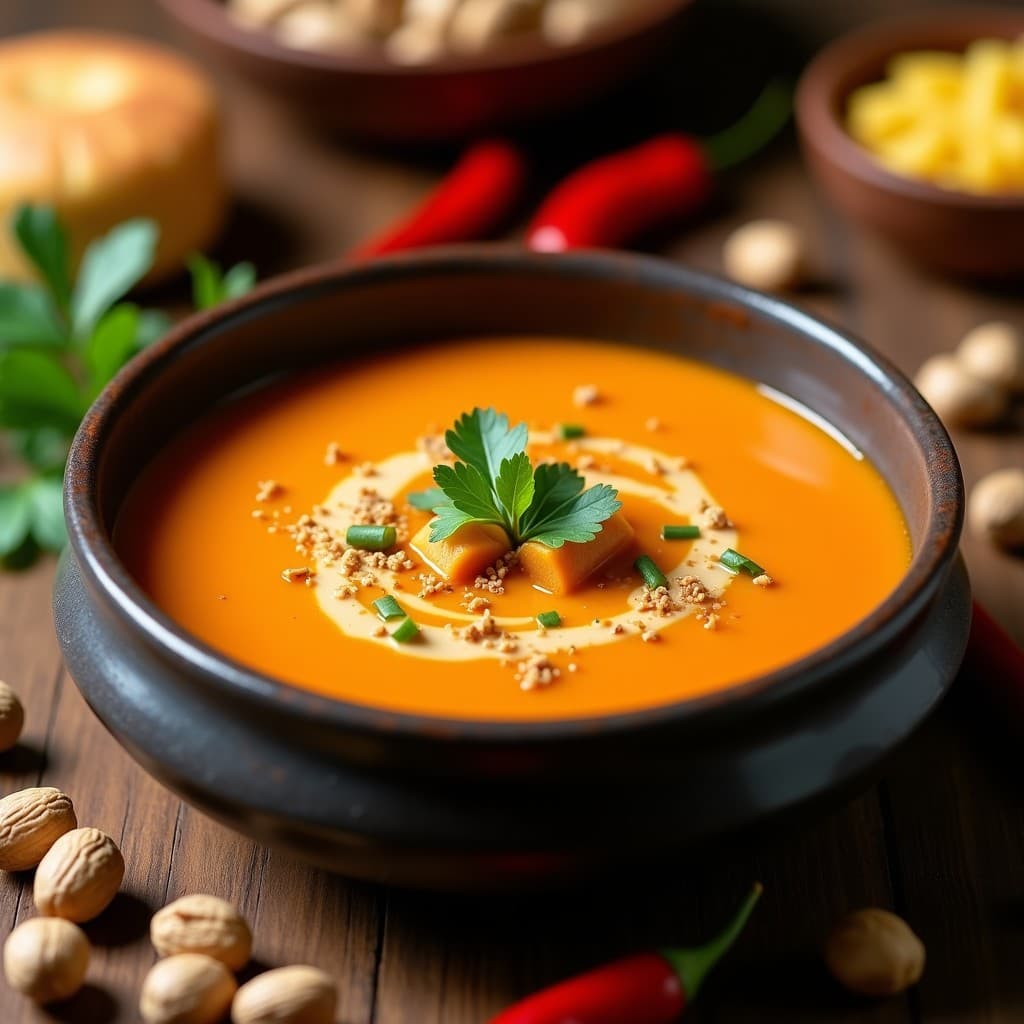Sopa de Camote y Cacahuete: Receta Africansana Vegana con Jengibre y Chile