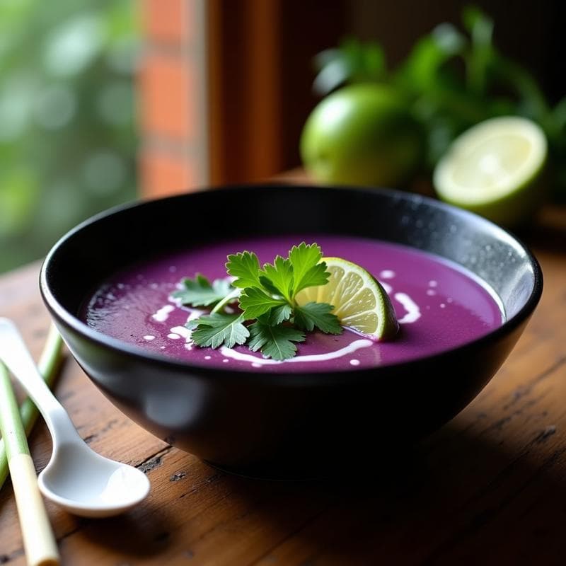 Sopa de Camote Morado y Jengibre: Receta en Olla Lenta con Toque Tailandés