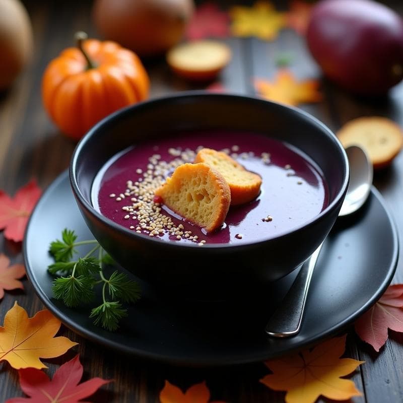 Sopa de Castañas y Batata Morada con Crutones de Pan de Centeno: Receta de Otoño en Thermomix