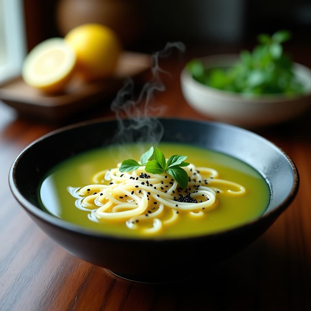 Sopa de Celidonia y Jengibre con Fideos de Konjac: Receta Detox Corea en Olla Exprés