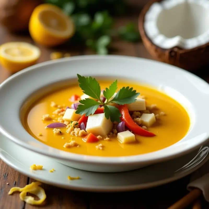 Sopa de Cocotero y Jengibre con Virutas de Limón Confitado: Receta Tailandesa Detox y Reconfortante