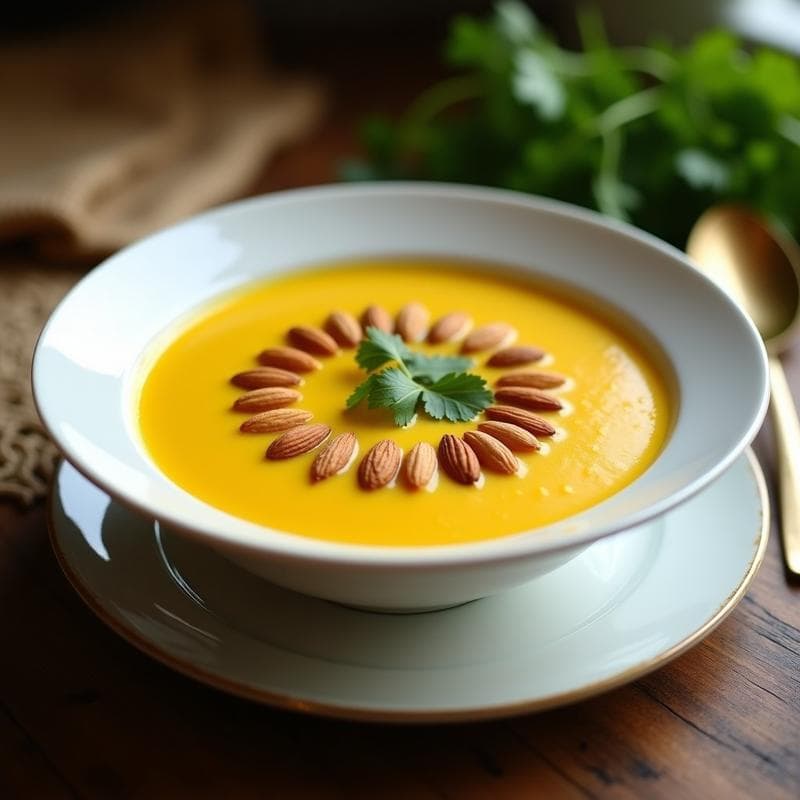 Sopa de Coliflor y Azafrán con Crujiente de Almendras: Receta Traditional Iraní en Thermomix en 20 Minutos