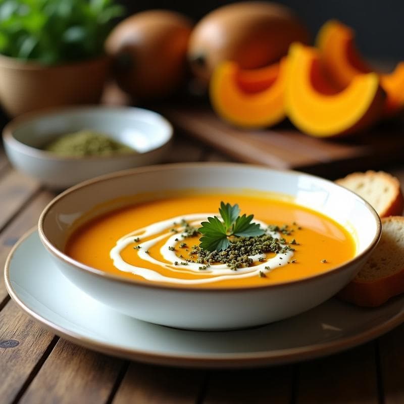 Sopa Crema de Calabaza con Zaatar: Receta en Airfryer Sin Cocción Larga