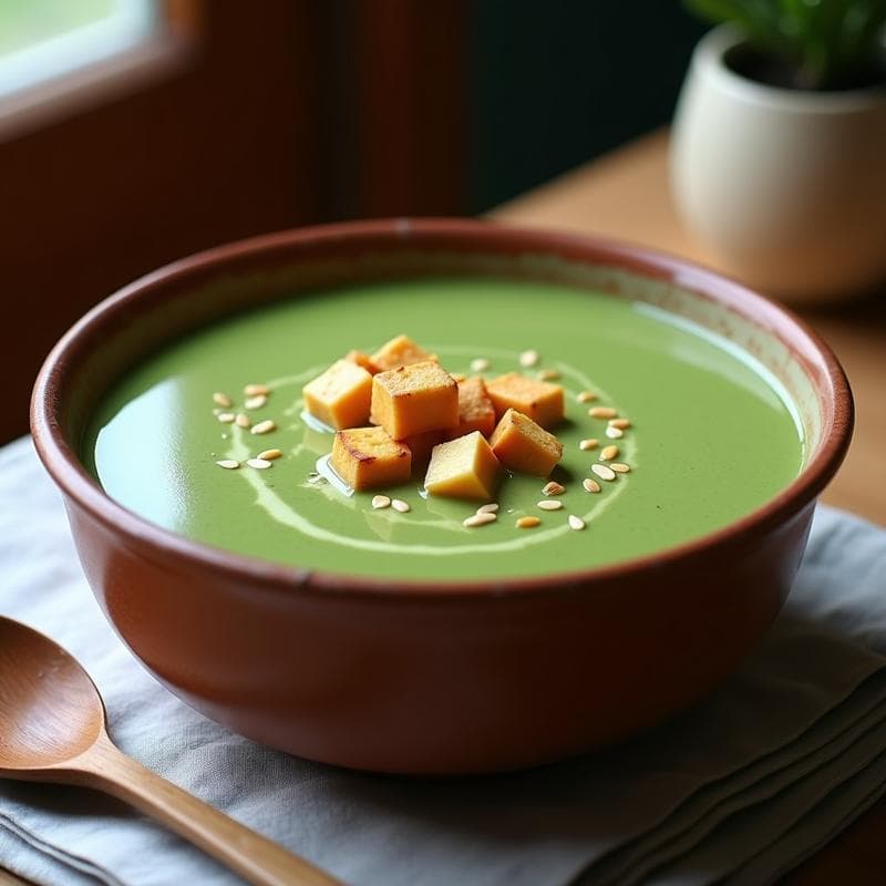 Sopa Crema de Espinacas y Tofu Ahumado: Receta Reconfortante en 25 Minutos con Toque Vegetal
