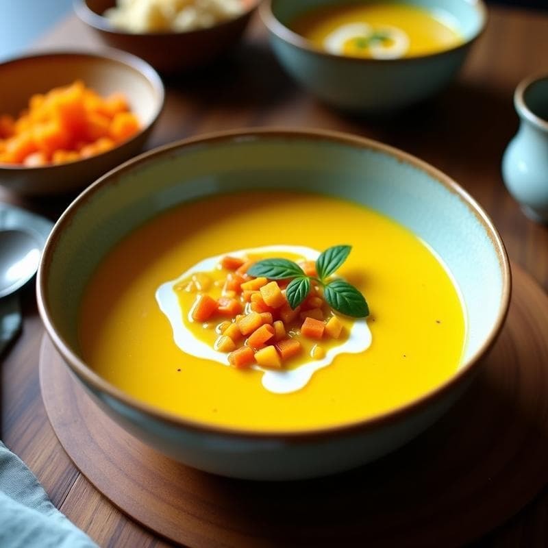 Sopa de Cúrcuma y Jengibre con Leche de Coco y Kéfir: Receta Ayurvédica Probiótica