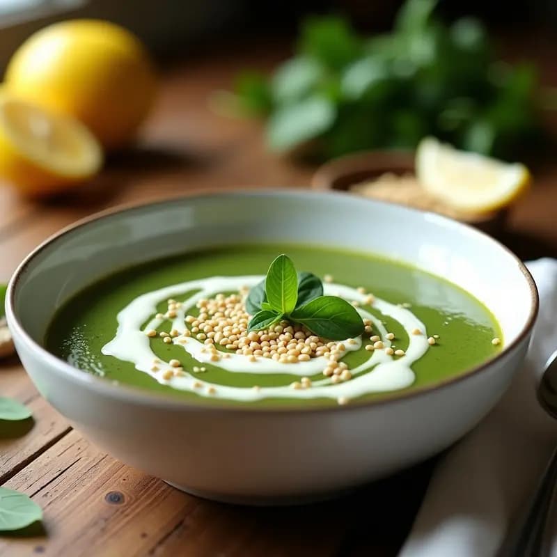 Sopa de Ajonjolí con Espinacas y Limón: Receta Vegana Alta en Calcio en 20 Minutos
