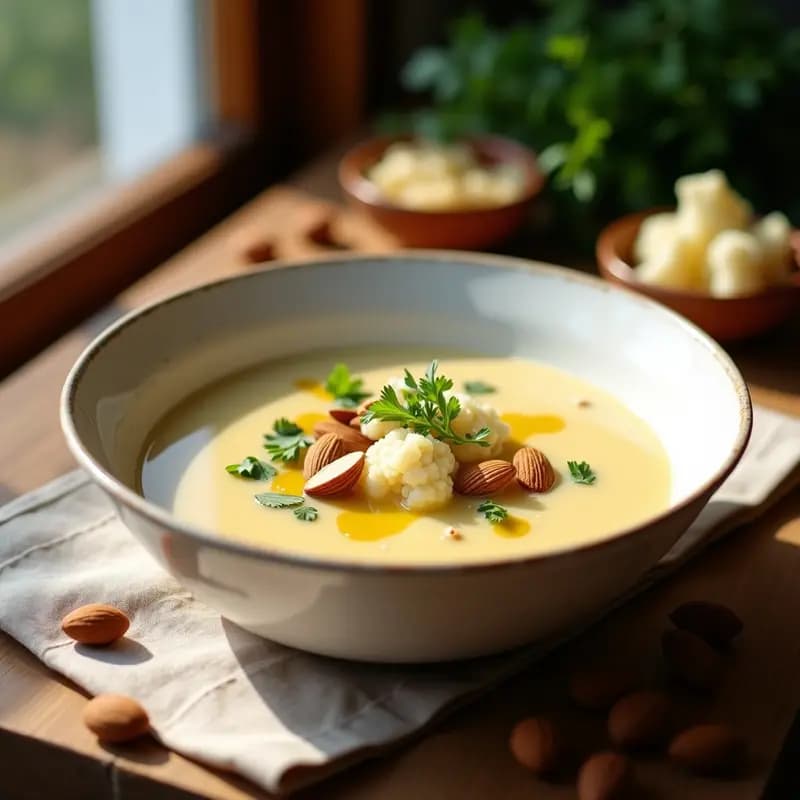 Sopa de Joanes Vegana: Receta de Coliflor y Almendras con Toque Tradicional