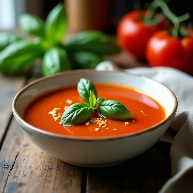 Sopa de Tomate Ahumado: Receta Express con Albahaca Fresca y Toque Gourmet