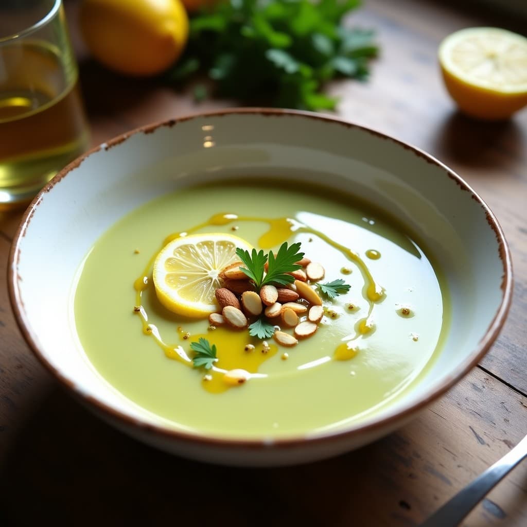 Sopa de Espárragos Blancos y Limón con Vinagreta de Azafrán: Receta Española Ligera