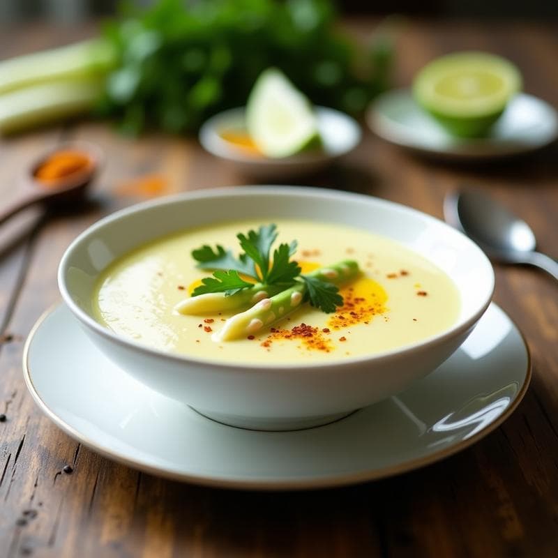 Sopa de Espárragos Blancos y Lima con Toque de Azafrán: Receta en Thermomix Detox y Ligera