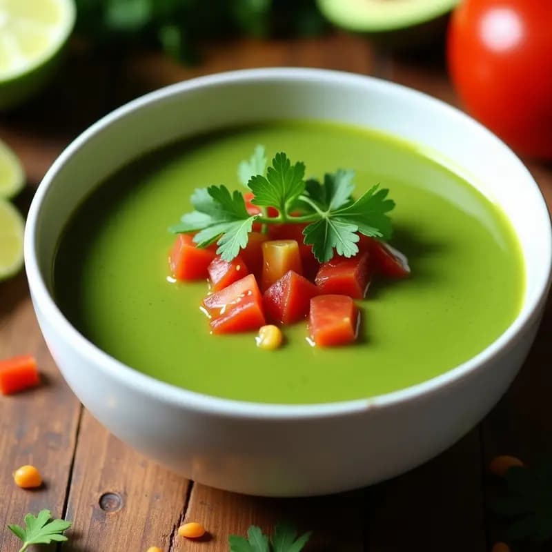 Sopa de Espirulina y Jitomate con Toque de Lima: Receta Mexicana Detox en Thermomix