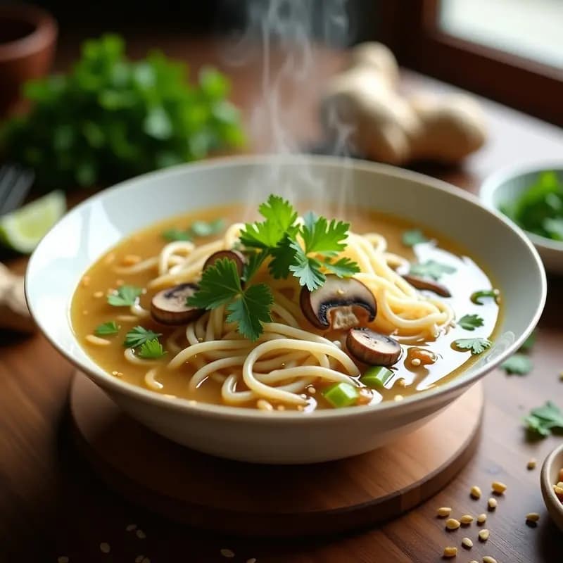 Sopa de Fideo de Arroz y Jengibre: Receta China Reconfortante y Baja en Calorías