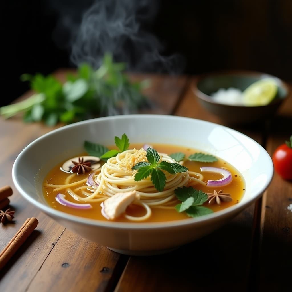 Sopa de Fideo de Arroz con Jengibre y Caldo de Huesos: Receta Chino-Vietnamita en 20 Minutos
