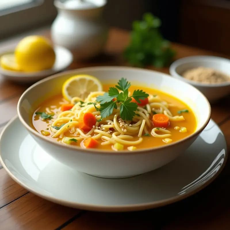Sopa de Fideo de Arroz con Limón y Jengibre: Receta Iraní Reconfortante en Olla Express