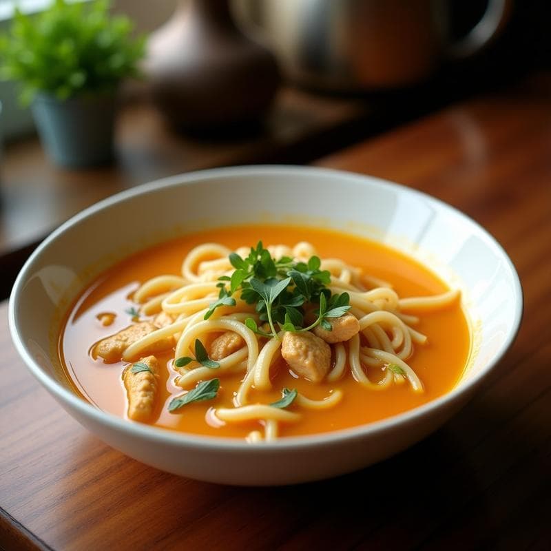 Sopa de Fideo de Arroz y Pollo con Azafrán: Receta Española en Olla Rápida