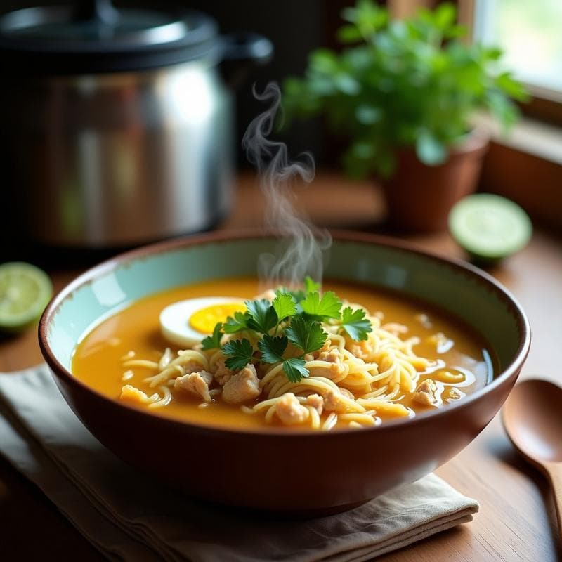 Sopa de Fideo de Arroz con Pollo y Cilantro: Receta Peruana Keto en Olla Express