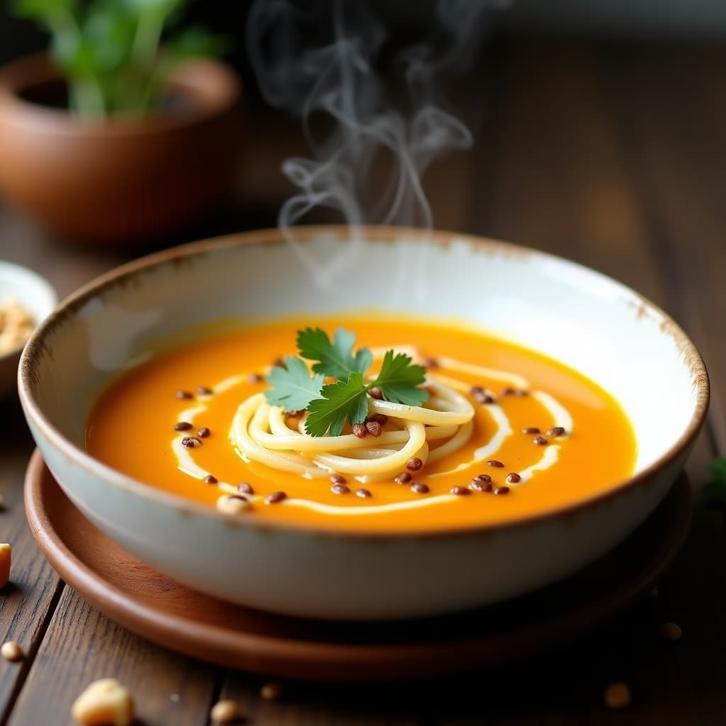 Sopa de Fideo con Calabaza Kabocha y Leche de Anacardos: Receta Keto en Olla Exprés
