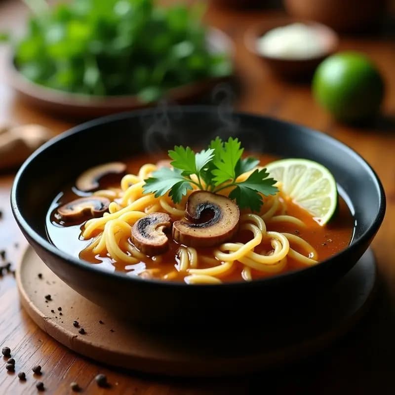 Sopa de Fideo con Caldo de Huesos Vegano: Receta Mexicana con Champiñones y Especias