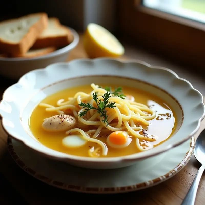 Sopa de Fideo con Caldo de Pollo y Hierbas Turcas: Receta Rápida y Reconfortante