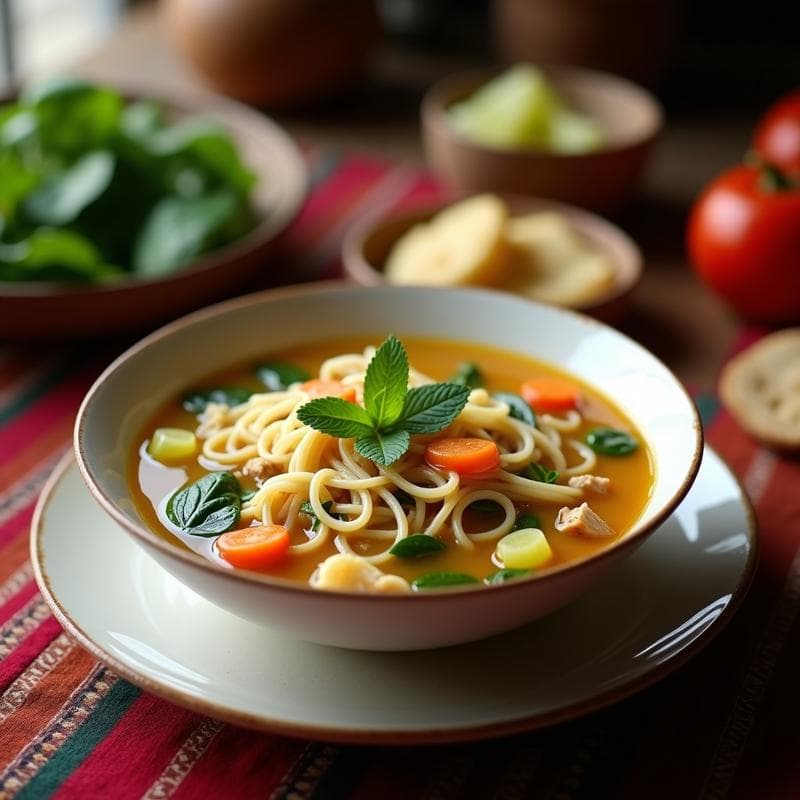 Sopa de Fideo con Caldo de Pollo y Verduras: Receta Peruana Tradicional en Olla Exprés