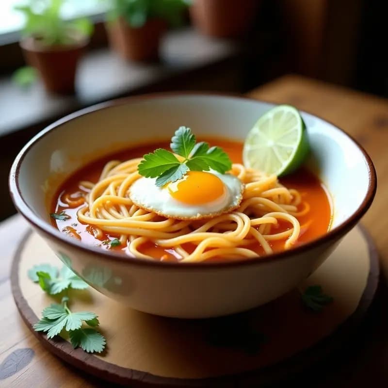 Sopa de Fideo con Huevo Pochado y Cilantro: Receta Mexicana en 20 Minutos