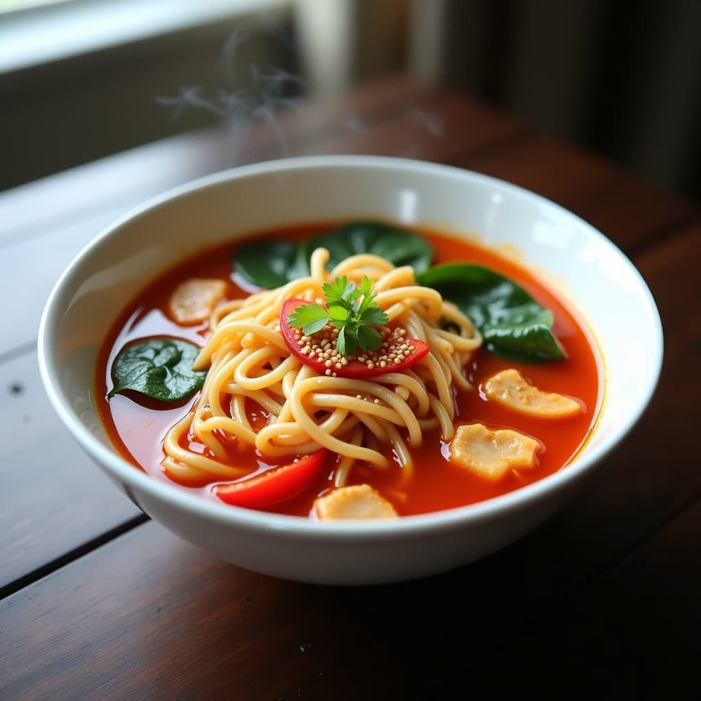 Sopa de Fideo de Konjac y Pollo: Receta Coreana Keto en 20 Minutos con Especias Gochujang