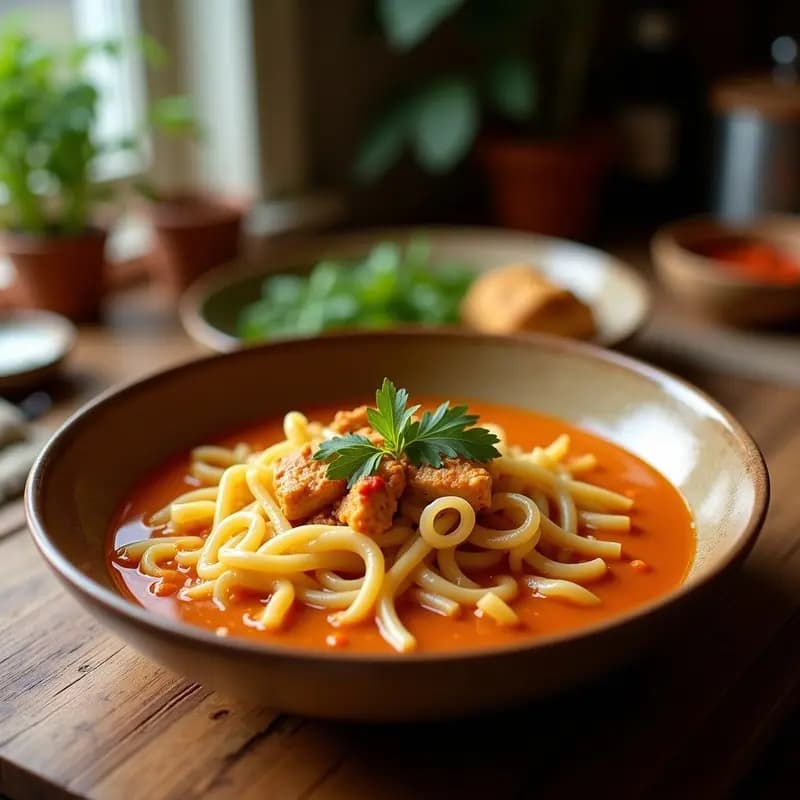 Sopa de Fideo con Pollo y Especias de Baharat: Receta Iraquí Reconfortante en Olla Exprés