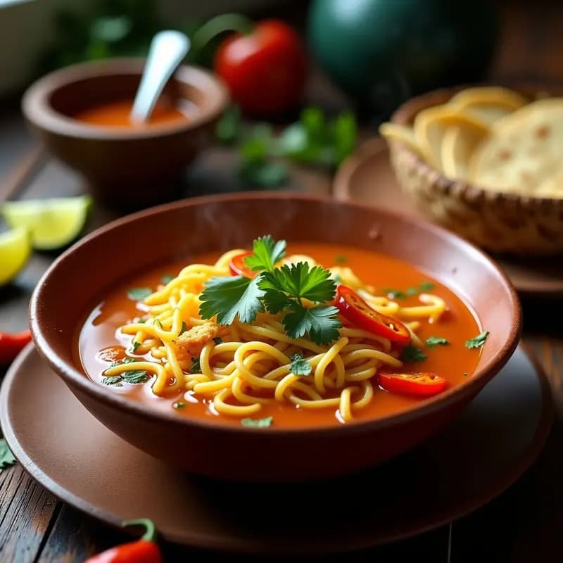Sopa de Fideo con Caldo de Pollo y Habanero: Receta Mexicana Picante para el Alma