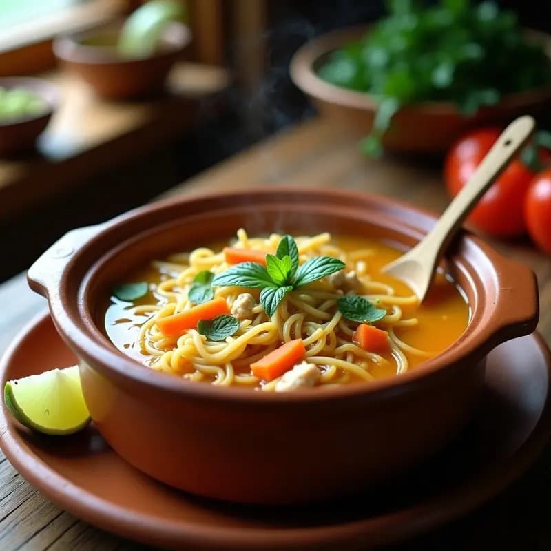 Sopa de Fideo con Pollo y Hierbabuena: Receta Mexicana Ligera y Aromática