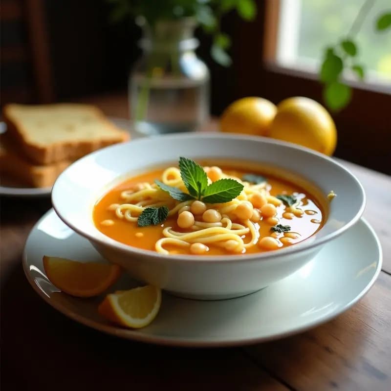 Sopa de Fideo Turca (Ezogelin) con Garbanzos y limón: Receta Reconfortante en 20 Minutos