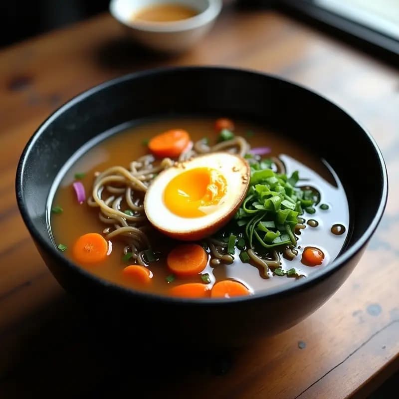 Sopa de Fideos con Algas Wakame y Huevo Marinado: Receta Coreana Rápida y Nutritiva