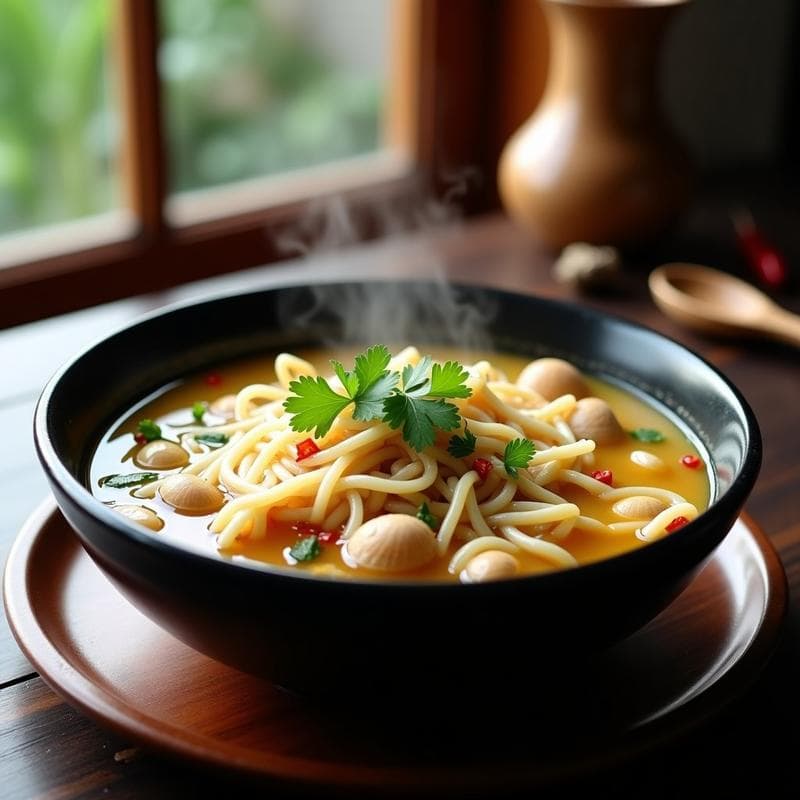Sopa de Fideos de Arroz y Almejas: Receta China Rápida en Airfryer con Toque Picante de Chile Sichuan