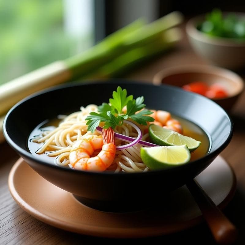 Sopa de Fideos de Arroz con Gambas y Limón: Receta Tailandesa en 15 Minutos y Baja en Calorías