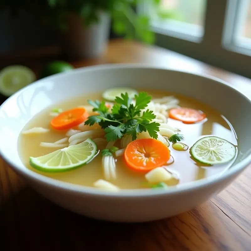Sopa de Fideos de Arroz y Jengibre con Toque de Lima: Receta Vegana y Desintoxicante