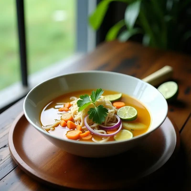 Sopa de Fideos de Arroz y Lemongrass con Toque de Lima Kaffir: Receta Vietnamita