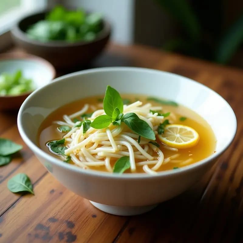 Sopa de Fideos de Arroz con Limón y Albahaca: Receta Vietnamita Ligera y Depurativa