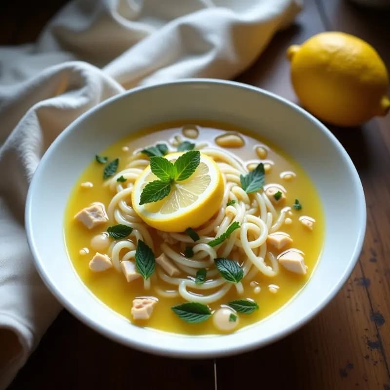 Sopa de Fideos de Arroz con Limón y Hierbabuena: Receta Iraní Reconfortante y Ligera