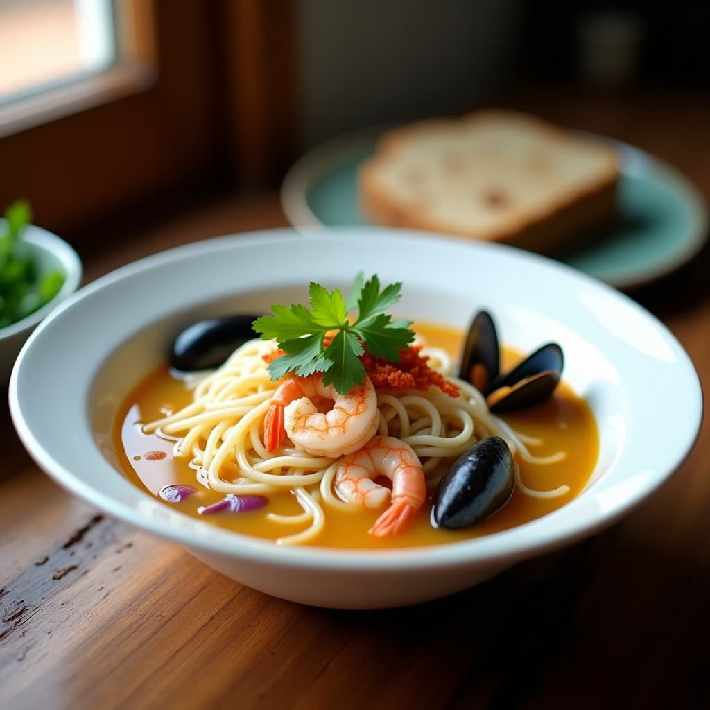 Sopa de Fideos de Arroz y Mariscos con Chile en Polvo: Receta Tailandesa en 20 Minutos