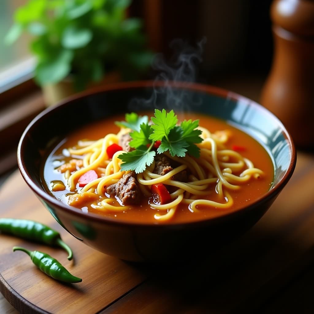Sopa de Fideos de Arroz con rabo de duro y Jengibre: Receta Filipina Reconfortante en 30 Minutos