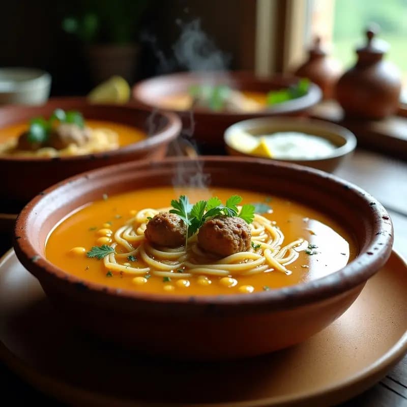 Sopa de Fideos con Azafrán y Albóndigas de Cordero: Receta Iraní Tradicional (Ash Reshteh)