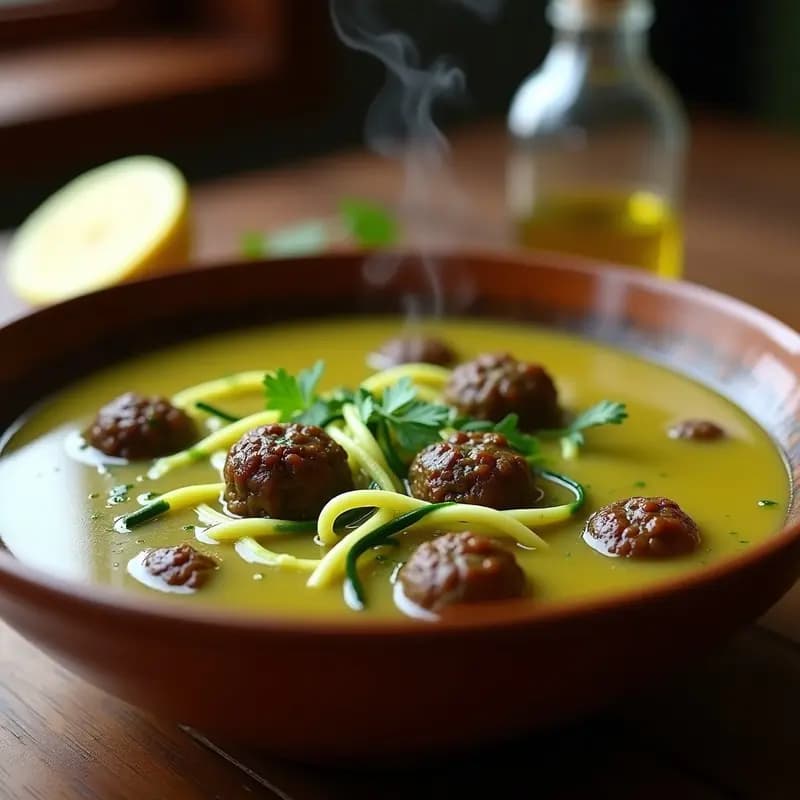 Sopa de Fideos de Calabacín con Albóndigas de Lentejas: Receta Turca en Olla Express