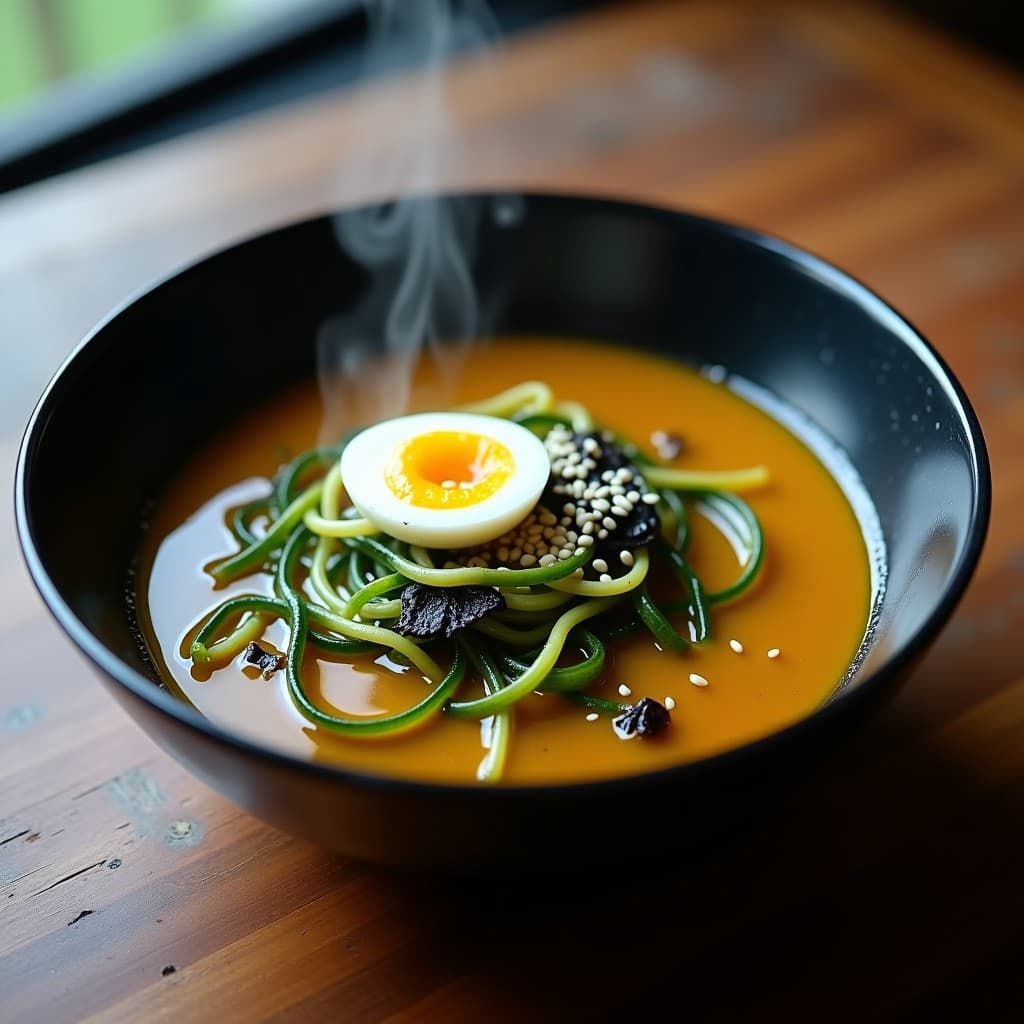 Sopa de Fideos de Calabacín y Algas Wakame: Receta Coreana Low Carb