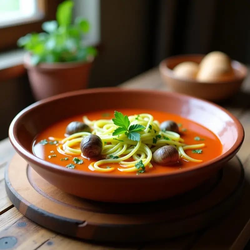Sopa de Fideos de Calabacín y Caracoles con Pimentón de la Vera: Receta Española Sin Gluten en Thermomix